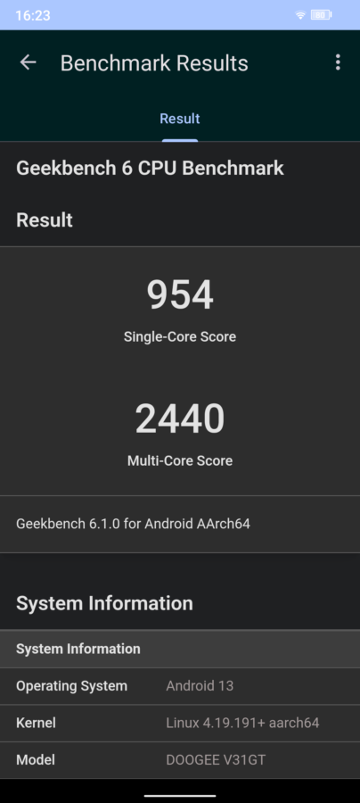 Doogee V31GT Geekbench 6