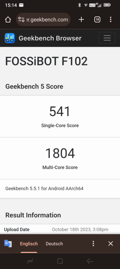 Fossibot F102 Geekbench5