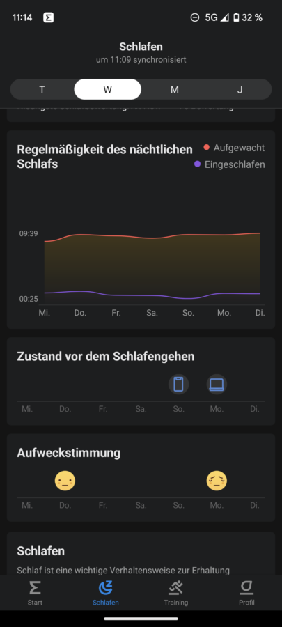 Amazfit Active Test Screenshot Schlafen 4