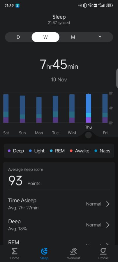 Amazfit Bip 5 Schlaftracking Woche