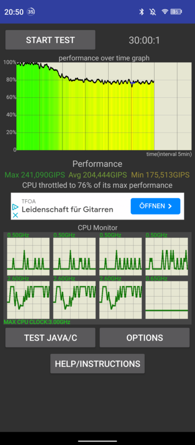 Oukitel WP30 Pro CPU Throttling 44