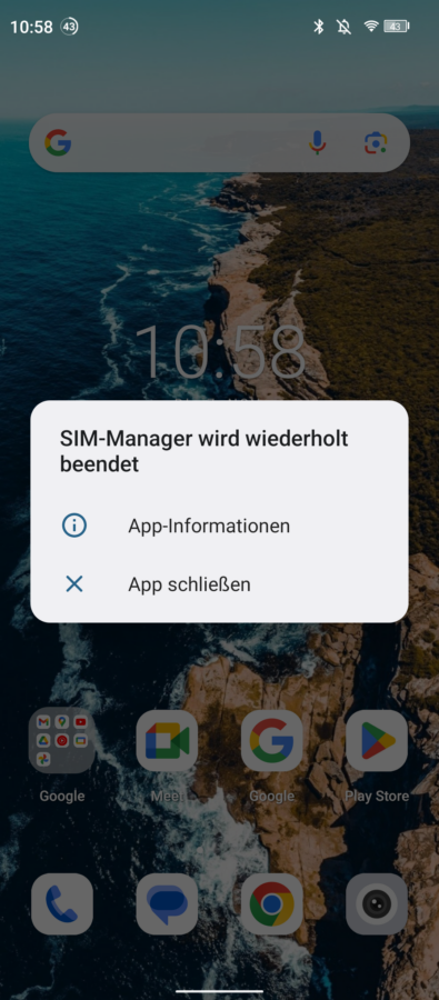 Oukitel WP30 Pro Sim Manager Fehler 42