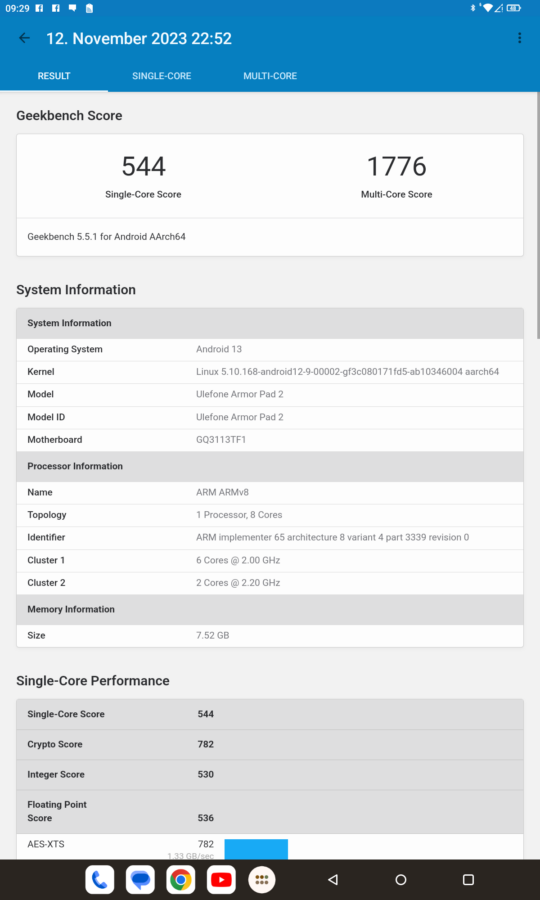 Ulefone Armor Pad 2 Geekbench5