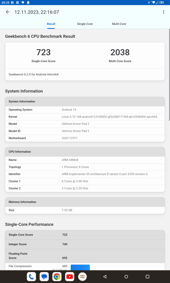 Ulefone Armor Pad 2 geekbench6