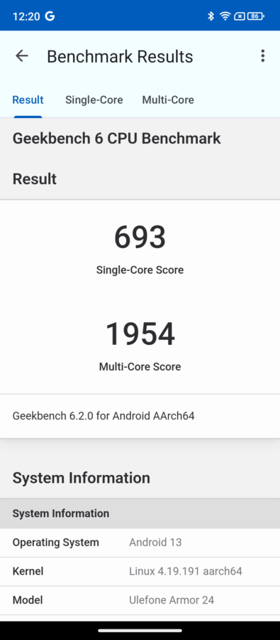 Ulefone Armor 24 Geekbench 6