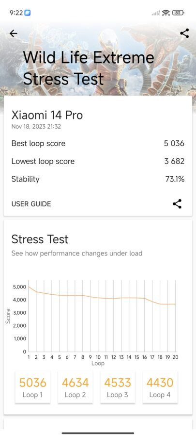 Xiaomi 14 Pro Test 3dmark wildlife extreme stresstest