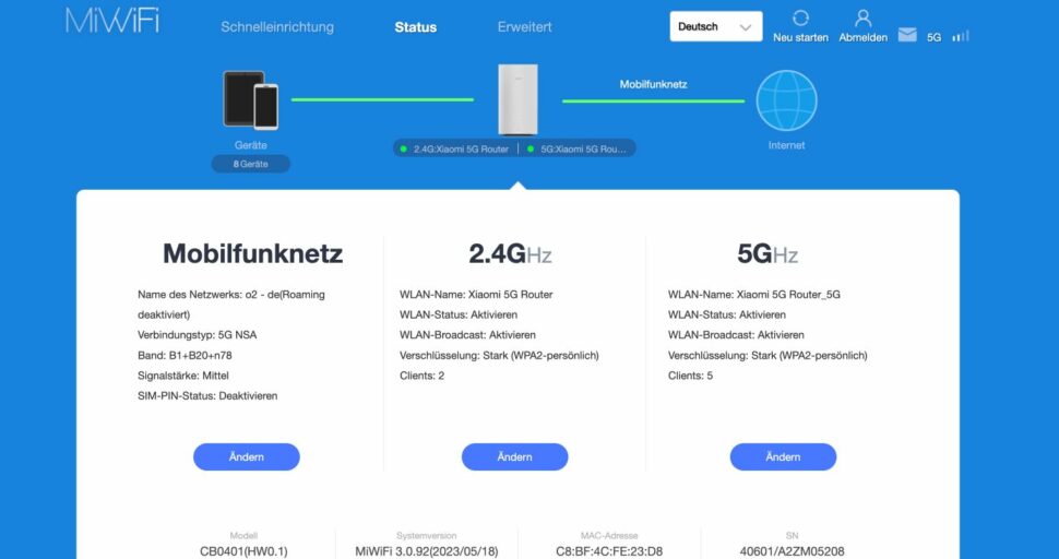 Xiaomi 5G CPE Pro User Interface 20