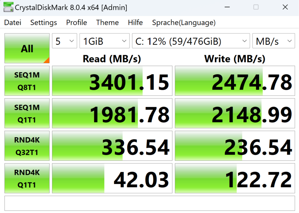 Alldocube GTBook 13 Plus AS Crystaldisk Benchmark