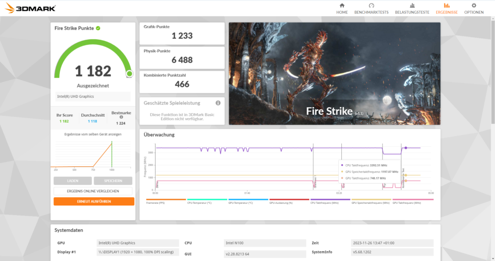 Geekom Air12 3dmark Firestrike