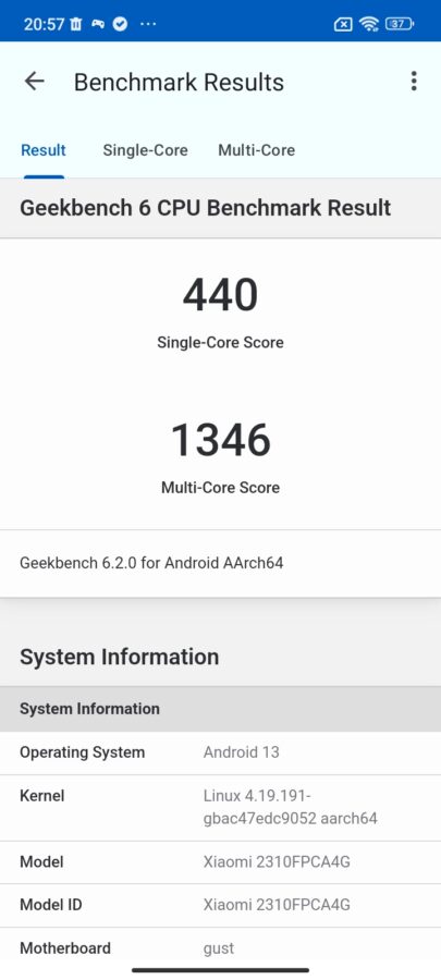 Test Poco C65 System geekbench6