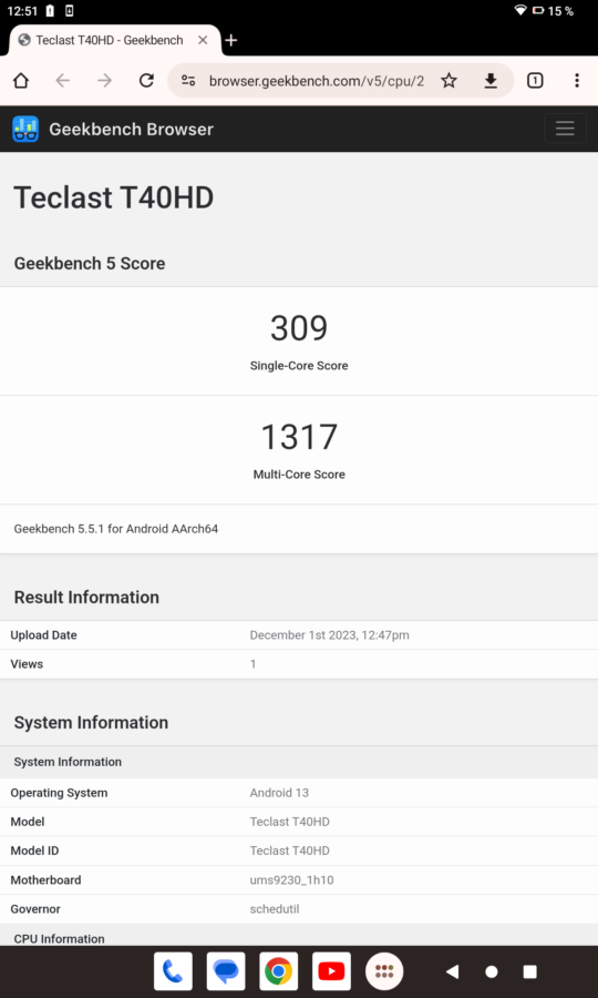 Teclast T40HD Geekbench 5 9