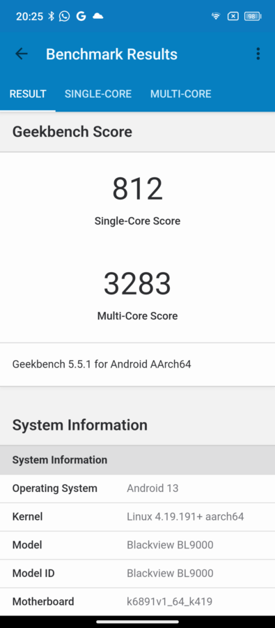 Blackview BL9000 Test Geekbench 5