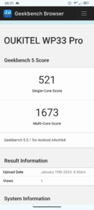 oukitel wp33pro geekbench5