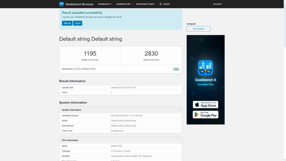 Ouvis S1 Mini PC AD GeekBench