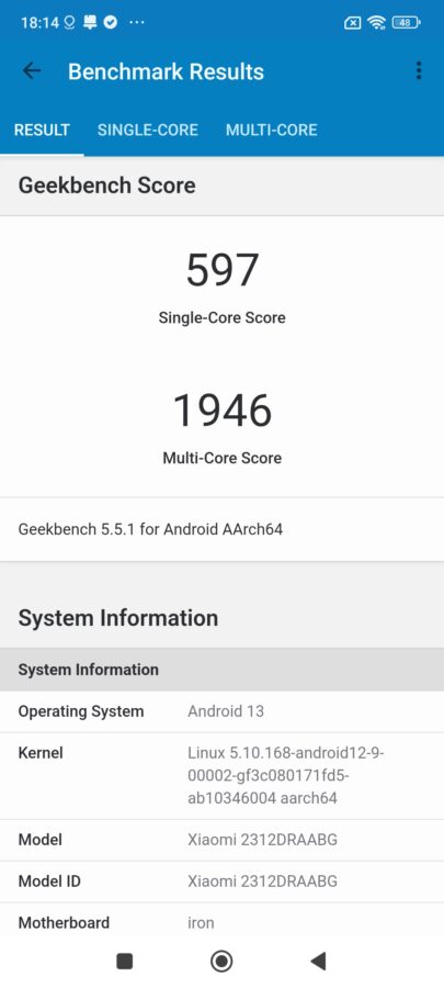 Xiaomi Redmi Note 13 4g geekbench5