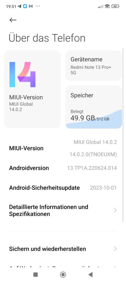 Xiaomi Redmi Note 13 proplus MIUI14 2