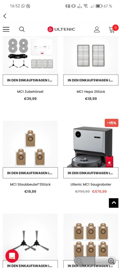 Ultenic MC1 App Einrichtung und Zubehoer 8