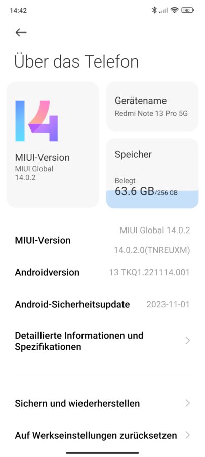 System Xiaomi Redmi note 13 Pro 5G 2