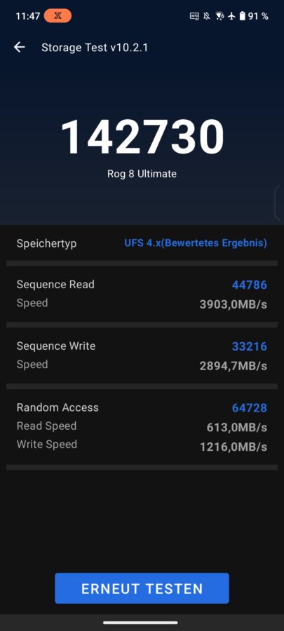 Asus ROG Phone 8 Pro Test Speicher