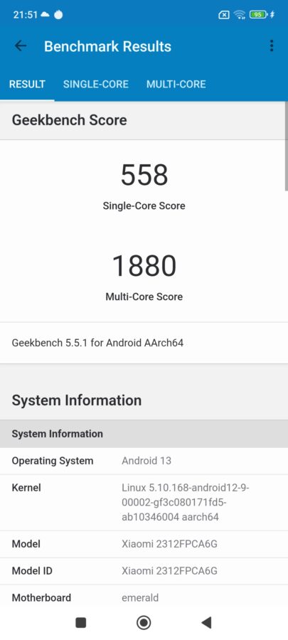 Screenshot Poco m6 pro geekbench5