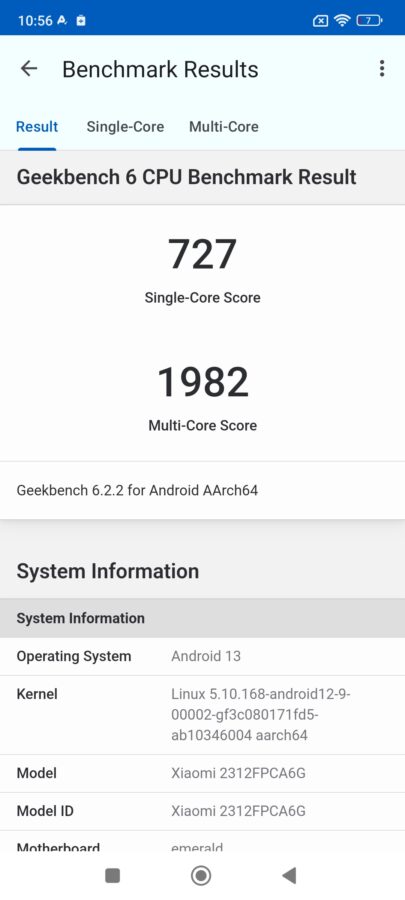 Screenshot Poco m6 pro geekbench6