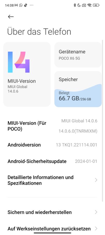 Poco X6 5G System MIUI HyperOS 3