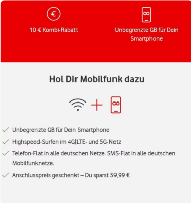 Vodafone Sim Only GigaKombi GigaMobil M mit Allnet SMS Flat Unlimited Daten 5G