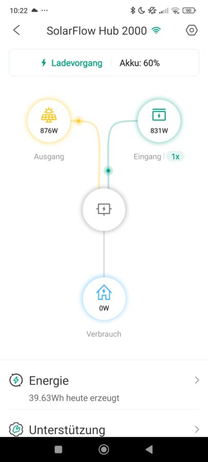 Zendure PVHub 2000 Ladung 1 Akku