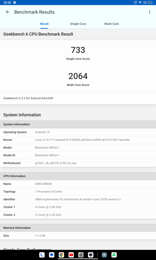 Blackview Mega 1 Geekbench 6