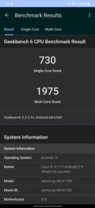 samsung a15 geekbench6