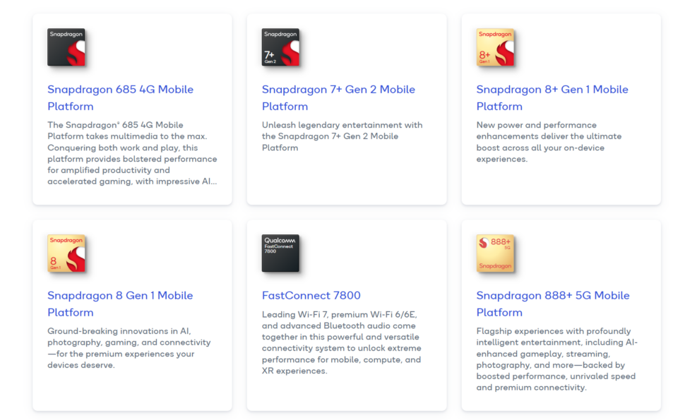 Qualcomm Prozessoren Uebersicht