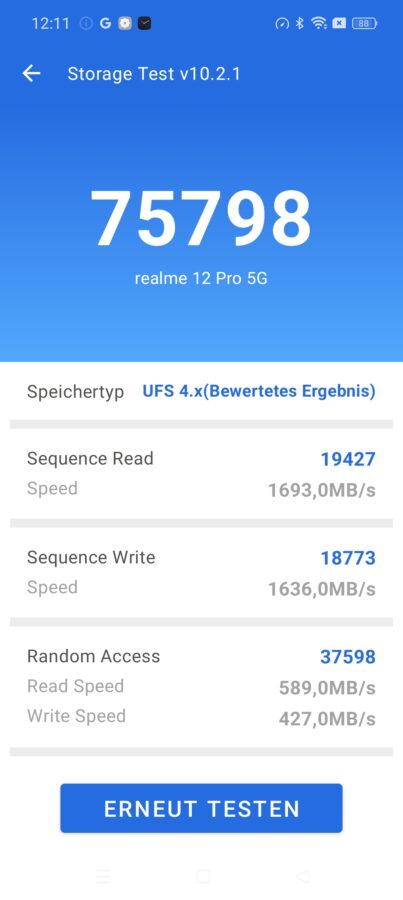 Realme 12 Pro Benchmark storage