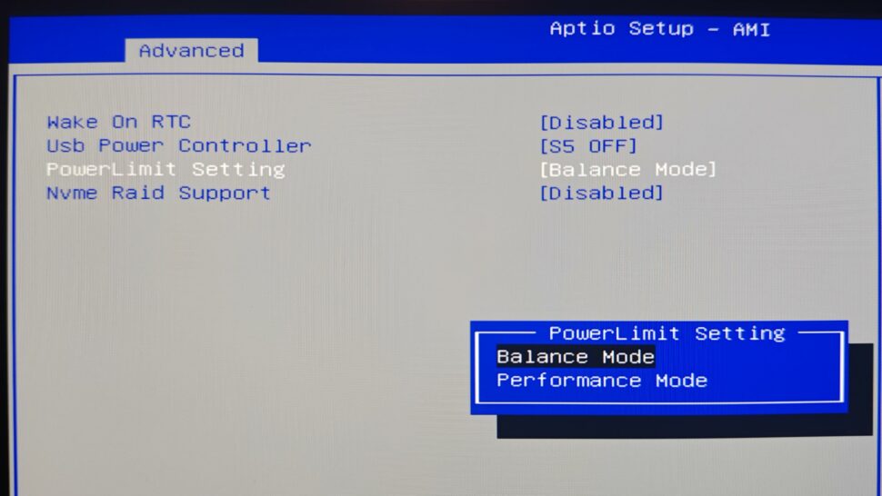 Beelink Ser8 Powerlimit Setting UEFI