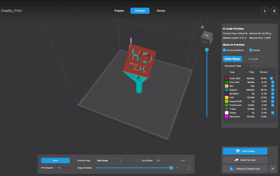 Creality K1C Slicer CrealityPrint 1