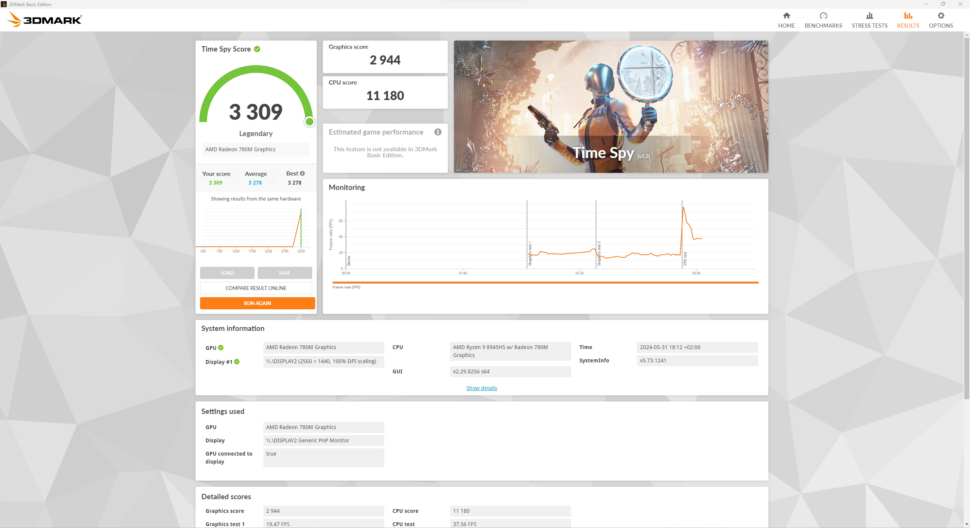 Geekom A8 3DMark Timespy