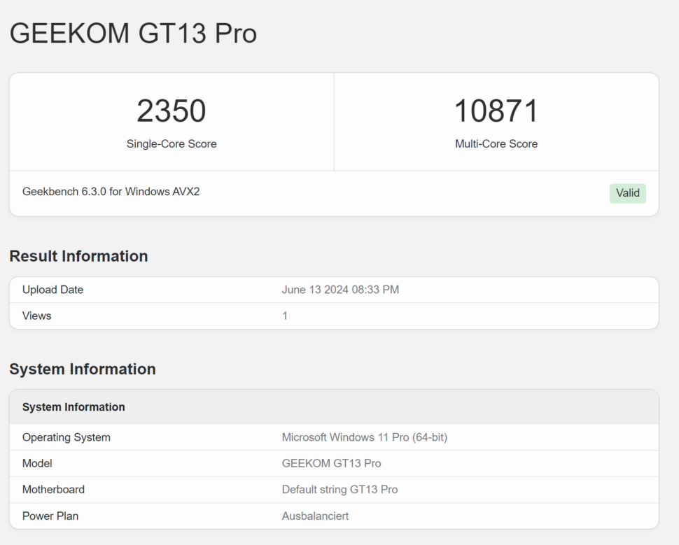 Test Geekkom GT13Pro Benchmark 8