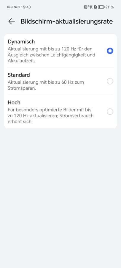 Honor 200 Pro Bildwiederholungsrate