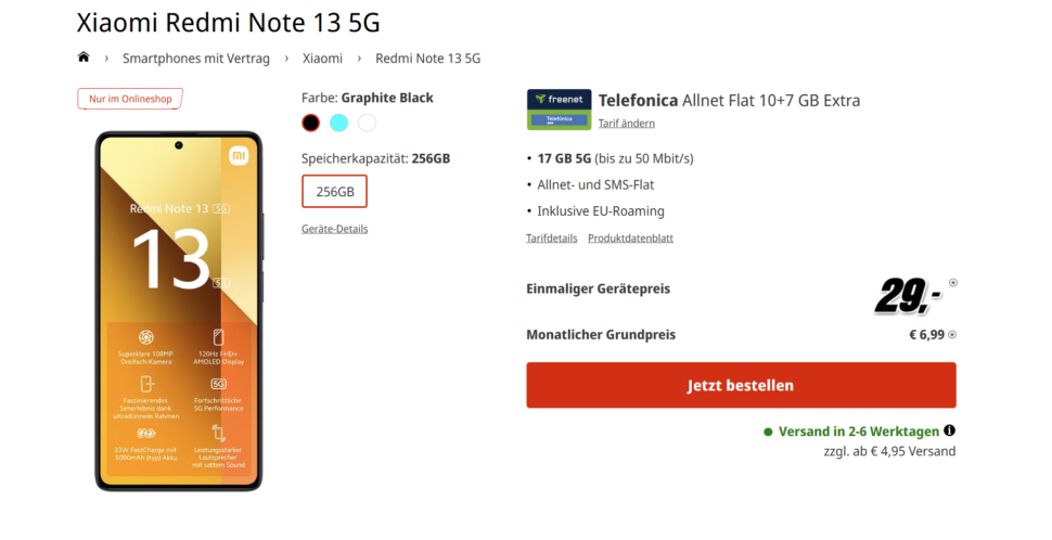 Xiaomi Redmi Note 13 5G Angebot MediaMarkt