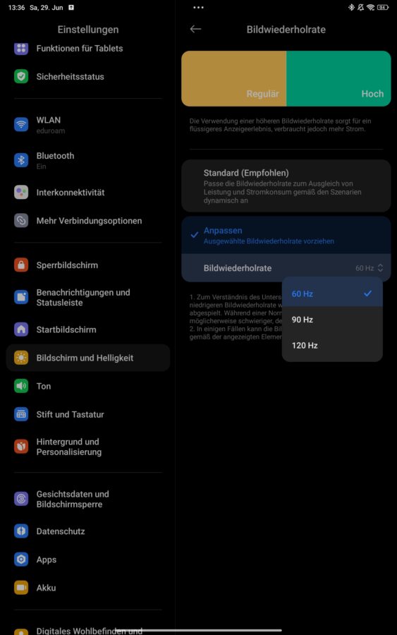 Redmi Pad Pro Displayeinstellungen 3