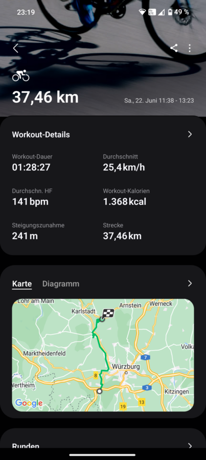 TicWatch Pro 5 Enduro Test Watch Screenshot Fahrrad Vergleich 2