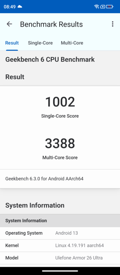 ulefone armor26 ultra geekbench6