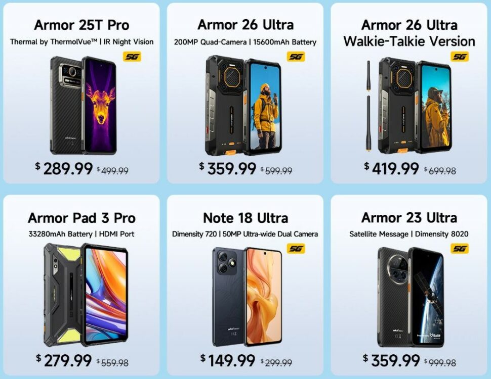 Ulefone Summer Sale Uebersicht