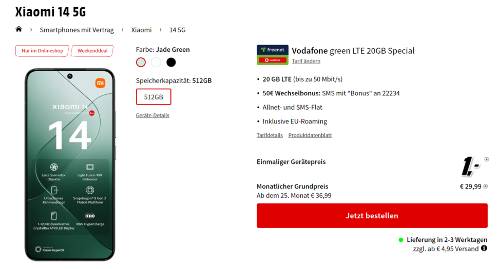 Xiaomi 14 Wochened angebot MediaMarkt