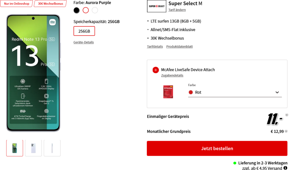 Xiaomi Redmi Note 13 Pro 5G MediaMarkt Tarifwelt