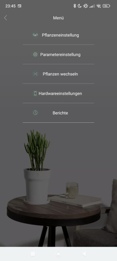 Xiaomi Flower Care App Menue