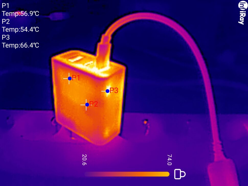 Cuktech 65W GaN Ladegeraet Temperatur 1