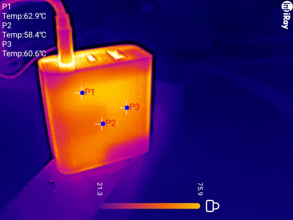 Cuktech 65W GaN Ladegeraet Temperatur 2