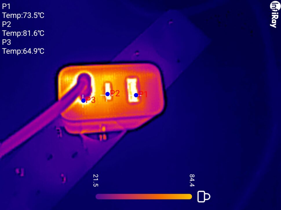 Cuktech 65W GaN Ladegeraet Temperatur 3