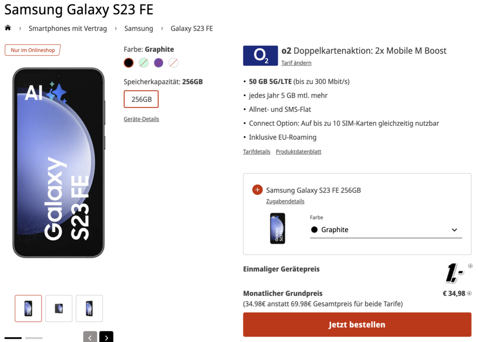 Samsung galaxy S23 FE bei Mediamarkt