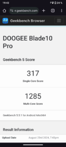 doogee blade10 pro geekbench5